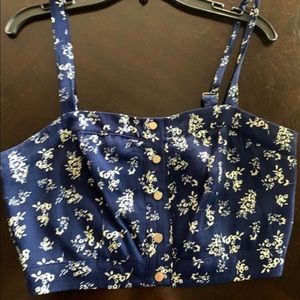 Blue crop top with flower design